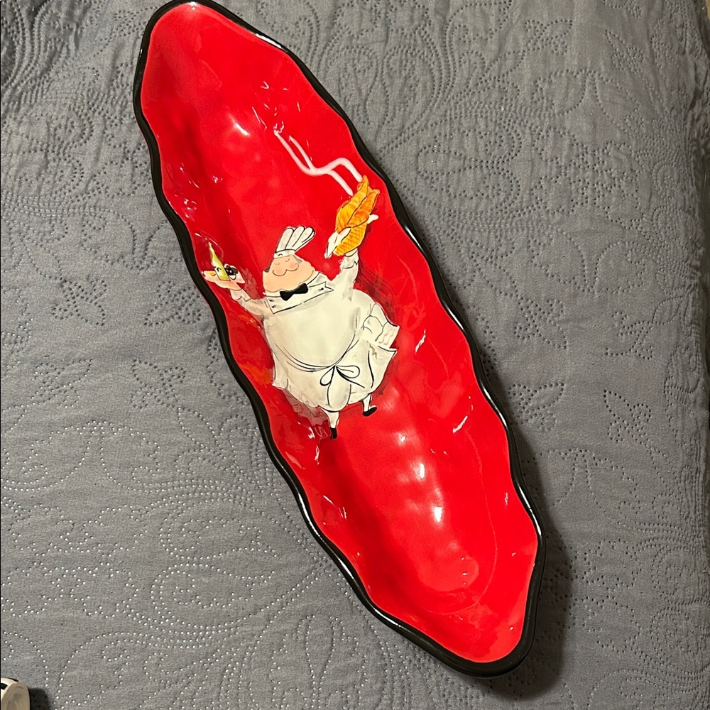 Red Ceramic Chef Platter